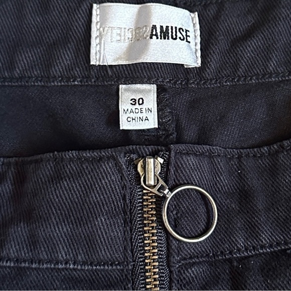 Amuse Society Skyline Jeans 30 NWT Black High Rise Straight Leg Zip Frayed Hem - Picture 8 of 10
